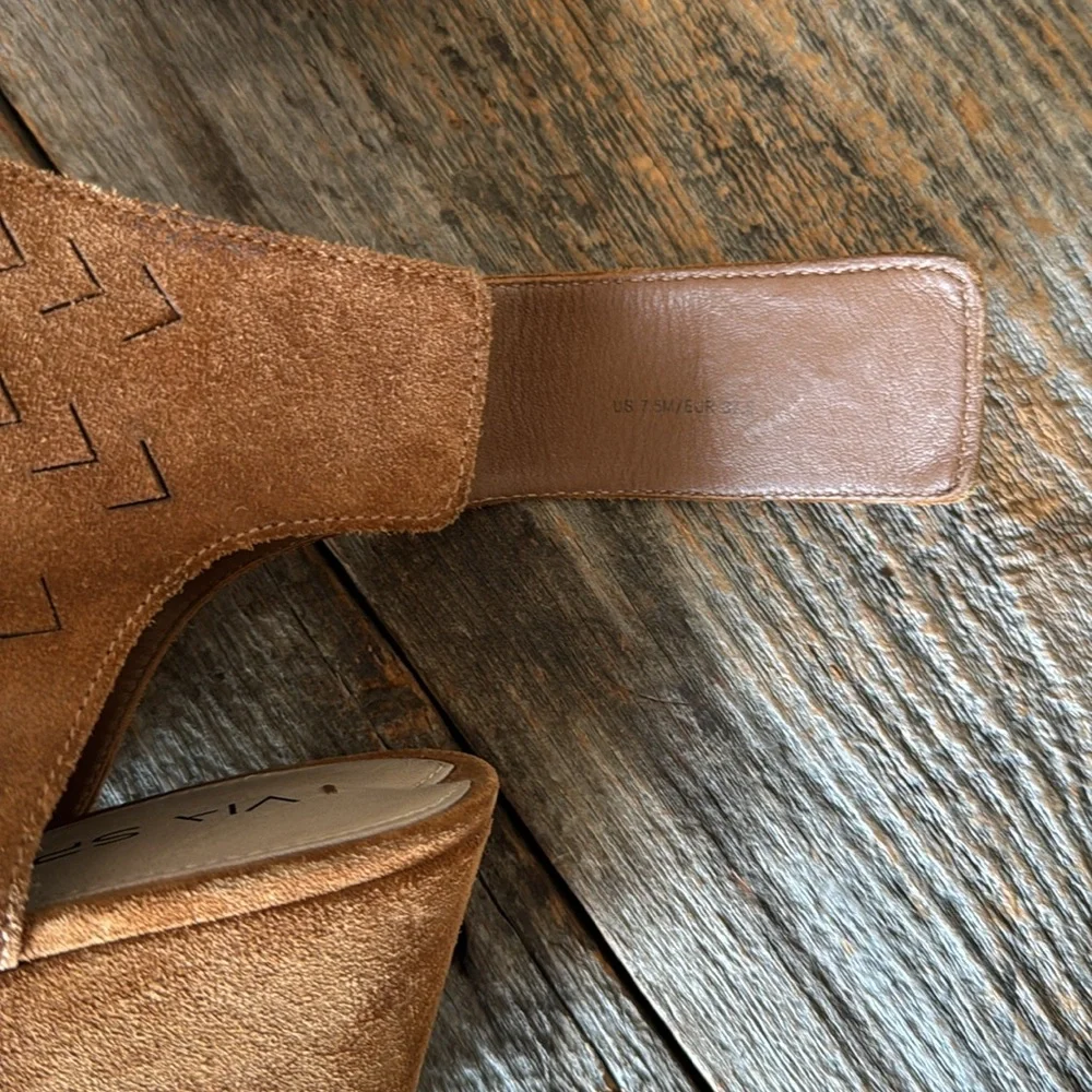Via Spiga Leatrice Suede Wedge Sandals Size 7.5M - Picture 6 of 12